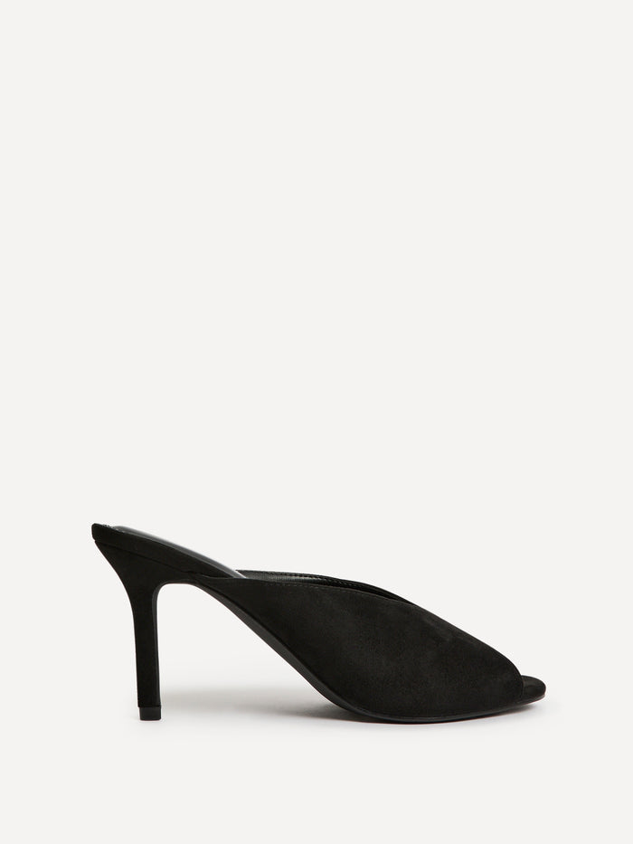 Marseille Black Peep Toe Mule Heels