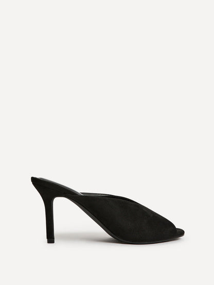 Marseille Black Peep Toe Mule Heels