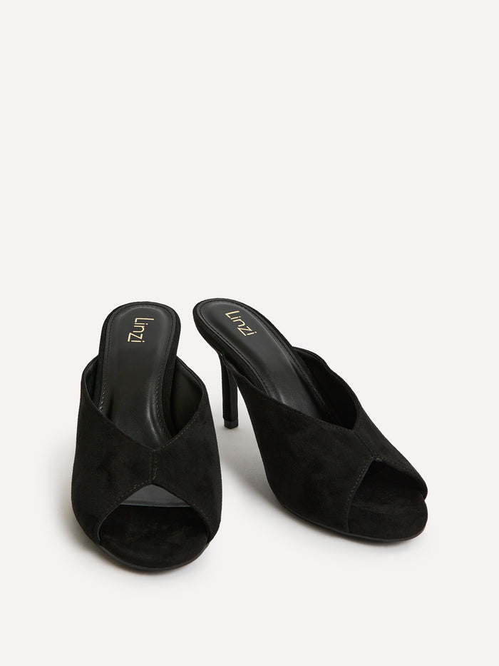 Marseille Black Peep Toe Mule Heels