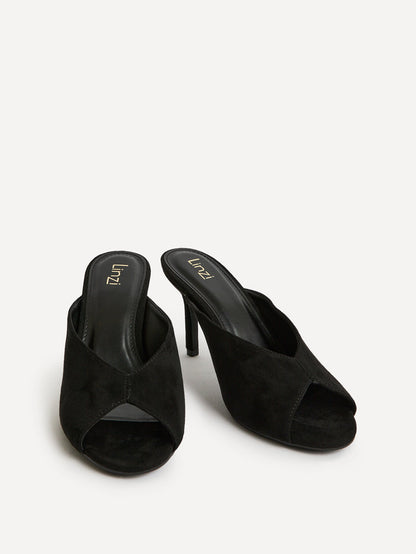 Marseille Black Peep Toe Mule Heels