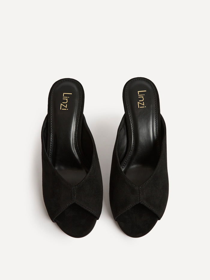 Marseille Black Peep Toe Mule Heels