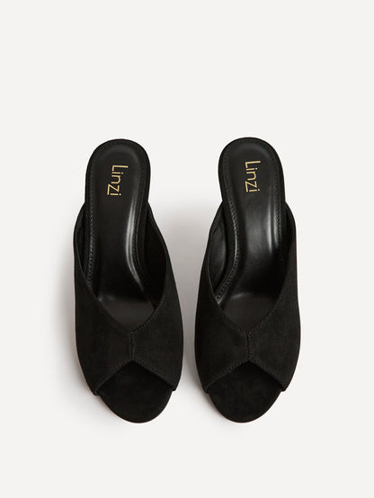 Marseille Black Peep Toe Mule Heels