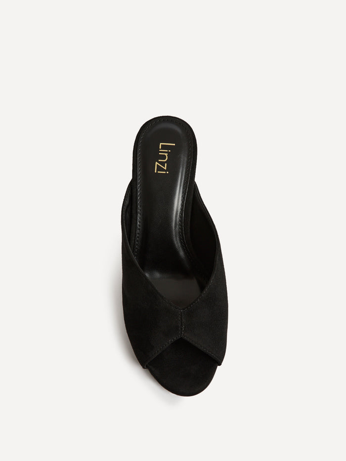 Marseille Black Peep Toe Mule Heels