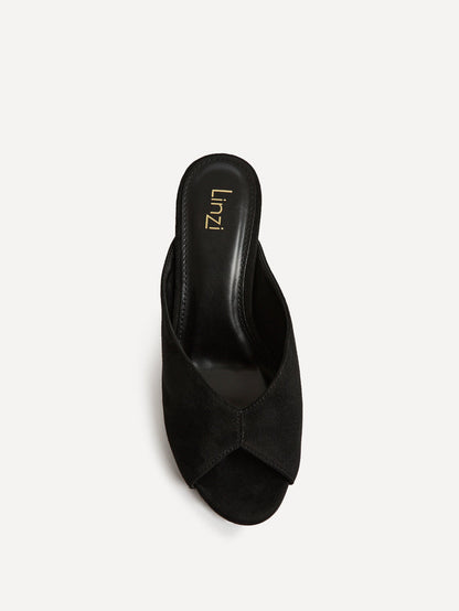 Marseille Black Peep Toe Mule Heels