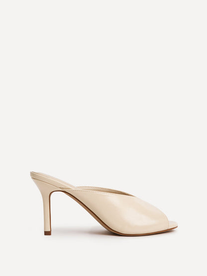 Marseille Ivory Peep Toe Mule Heels