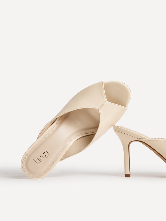Marseille Ivory Peep Toe Mule Heels
