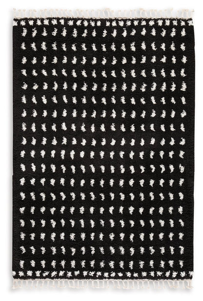 Minston - 5' x 7' Rug - Black / White