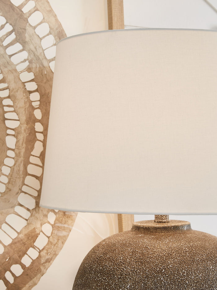 Neavesboro - Metal Table Lamp - Antique Brown / White