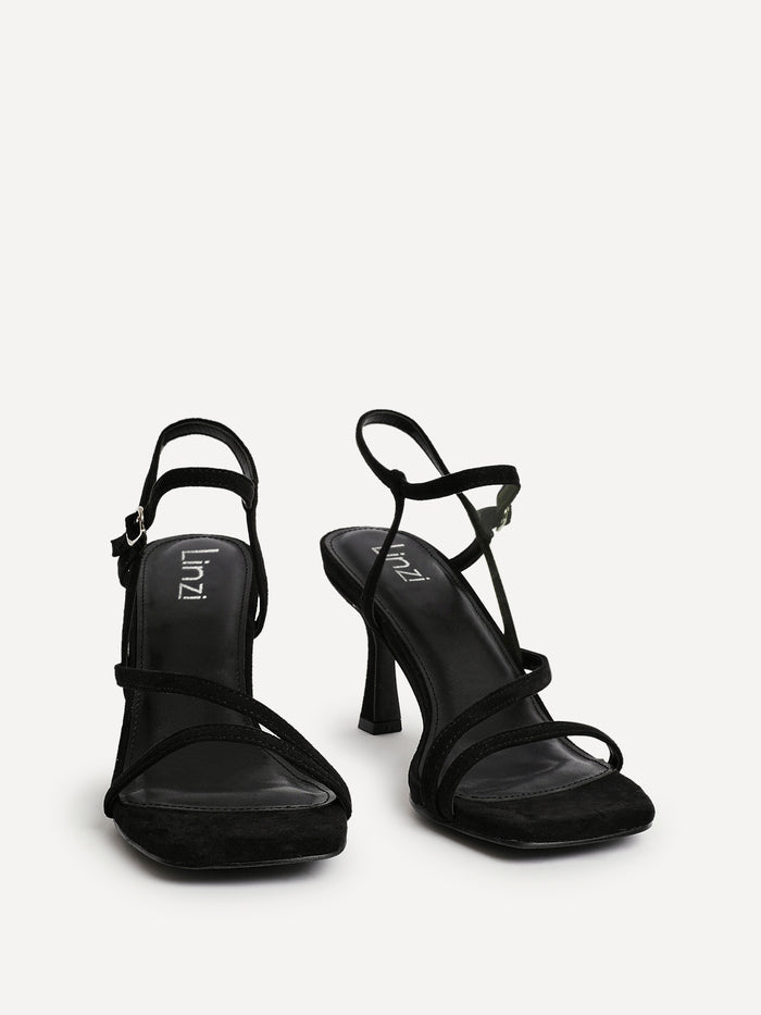 Nicole Black Faux Suede Strappy Heels