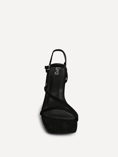 Nicole Black Faux Suede Strappy Heels