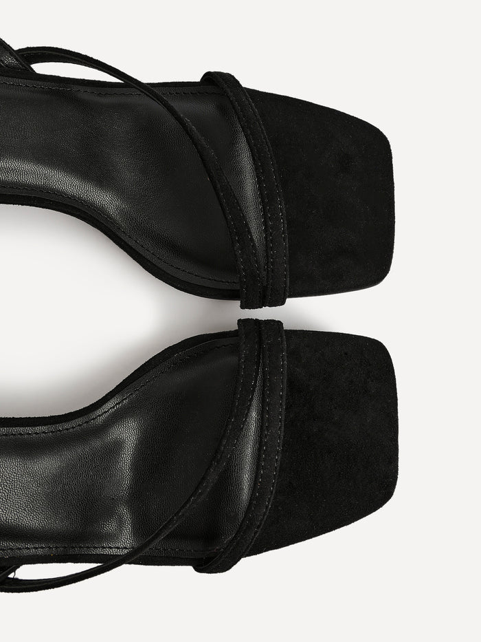 Nicole Black Faux Suede Strappy Heels