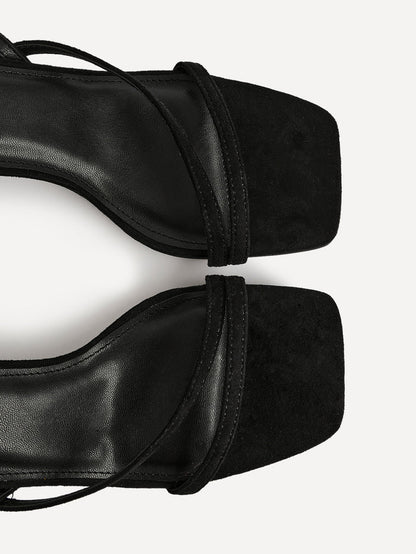 Nicole Black Faux Suede Strappy Heels