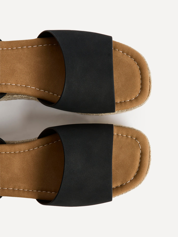 Nirvana Black Nubuck Flatform Sandals