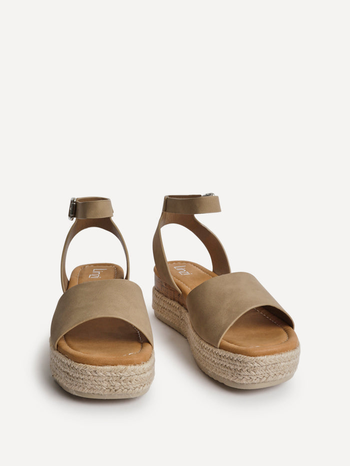 Nirvana Taupe Nubuck Flatform Sandals