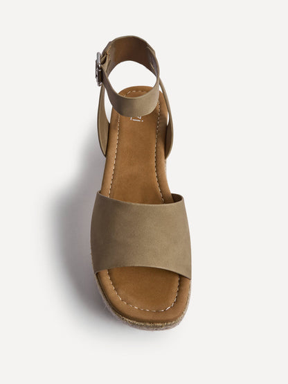 Nirvana Taupe Nubuck Flatform Sandals