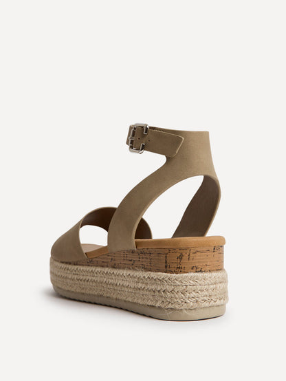 Nirvana Taupe Nubuck Flatform Sandals