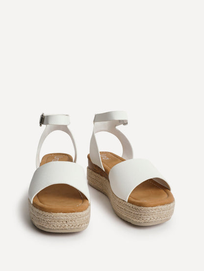 Nirvana White Nubuck Flatform Sandals