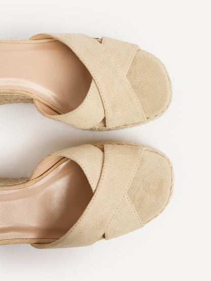 Noah Nude Crossover Wedge Sandals
