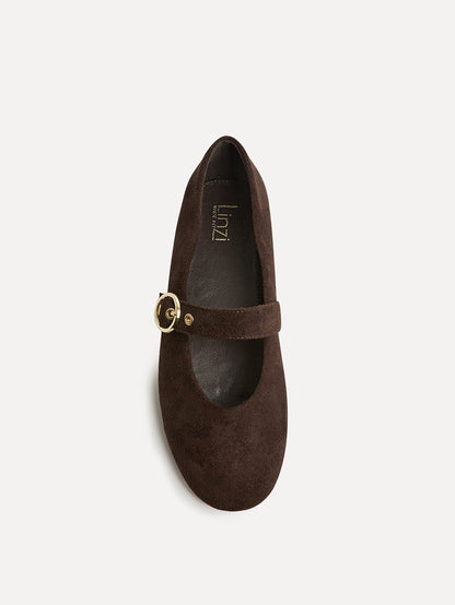 Nova Wide Fit Brown Mary Jane Flats
