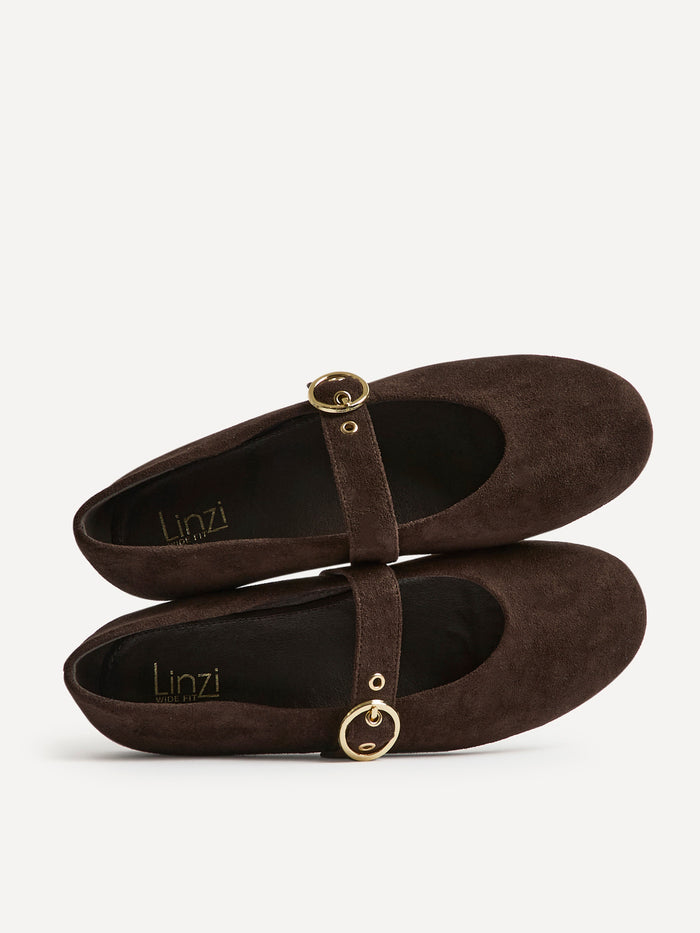 Nova Wide Fit Brown Mary Jane Flats