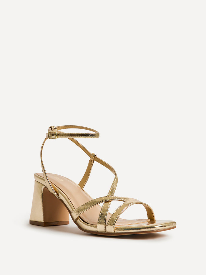 Oslo Gold Faux Leather Heeled Sandals