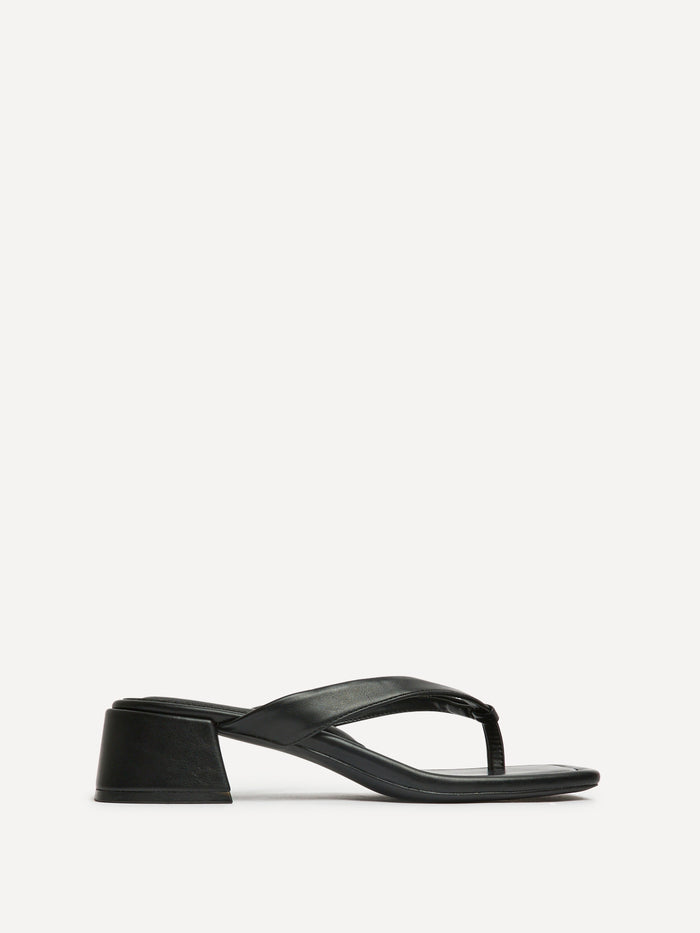Phase Black Faux Leather Mule Heels