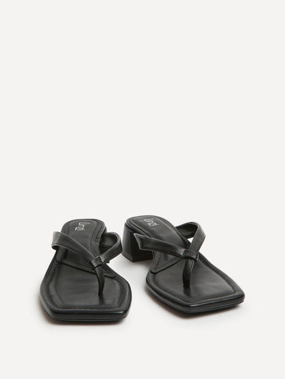 Phase Black Faux Leather Mule Heels