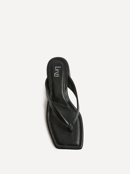 Phase Black Faux Leather Mule Heels