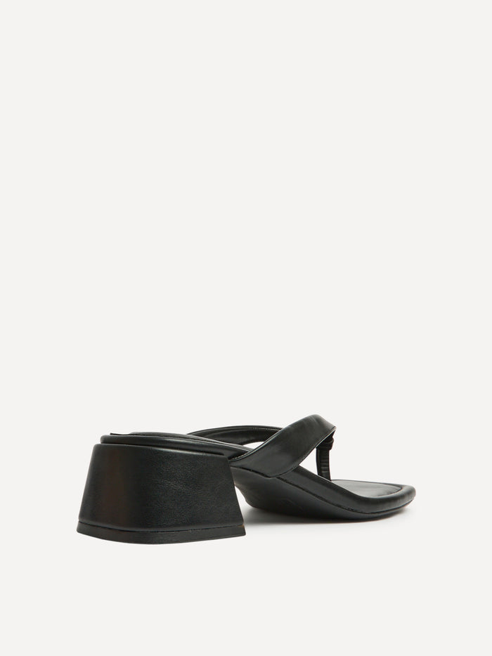 Phase Black Faux Leather Mule Heels
