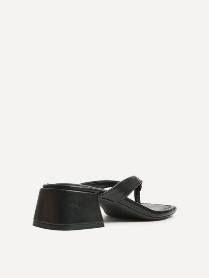 Phase Black Faux Leather Mule Heels