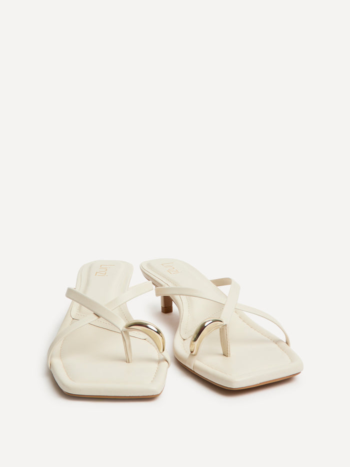 Polished White Faux Leather Mule Heels