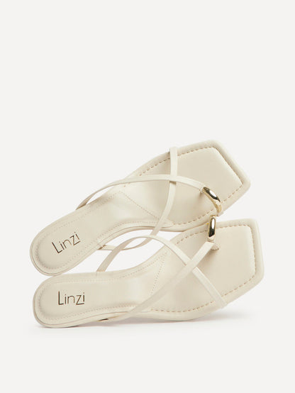 Polished White Faux Leather Mule Heels