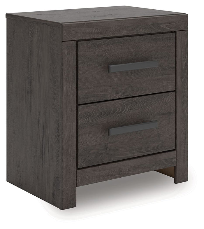 Prendonea - Two Drawer Night Stand - Charcoal