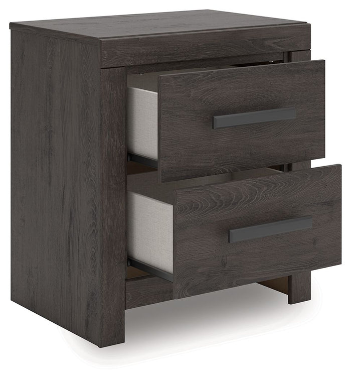 Prendonea - Two Drawer Night Stand - Charcoal