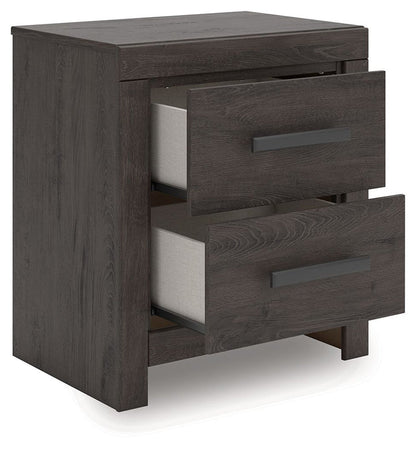 Prendonea - Two Drawer Night Stand - Charcoal