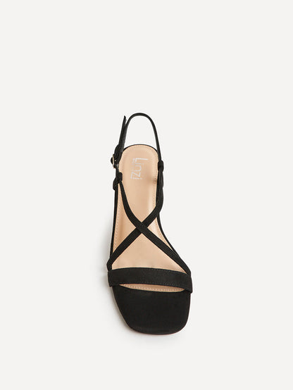 Remain Wide Fit Black Heeled Sandals