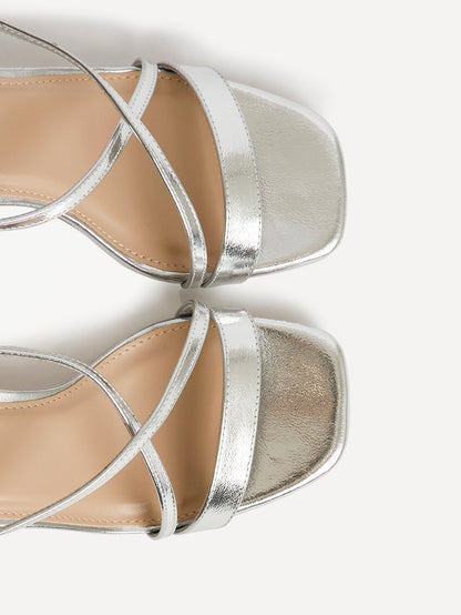 Remain Wide Fit Silver Heeled Sandals