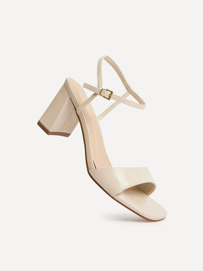 Reveal Nude Faux Leather Block Heeled Sandals