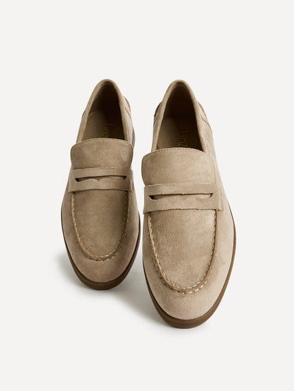 Review Beige Faux Suede Classic Loafer