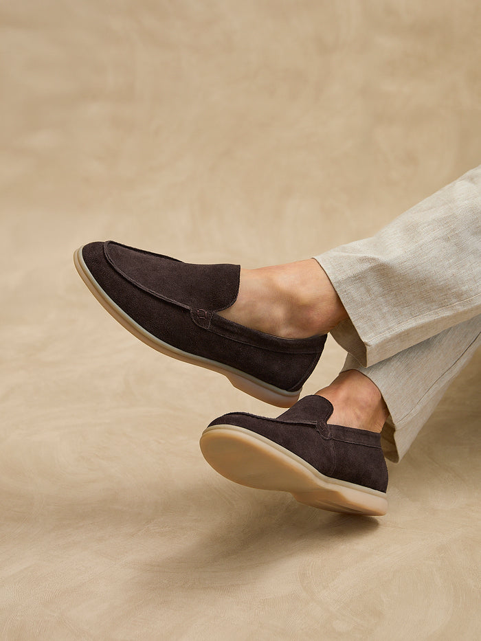 Rino Mens Brown Suede Leather Loafers