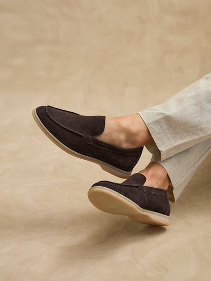 Rino Mens Brown Suede Leather Loafers