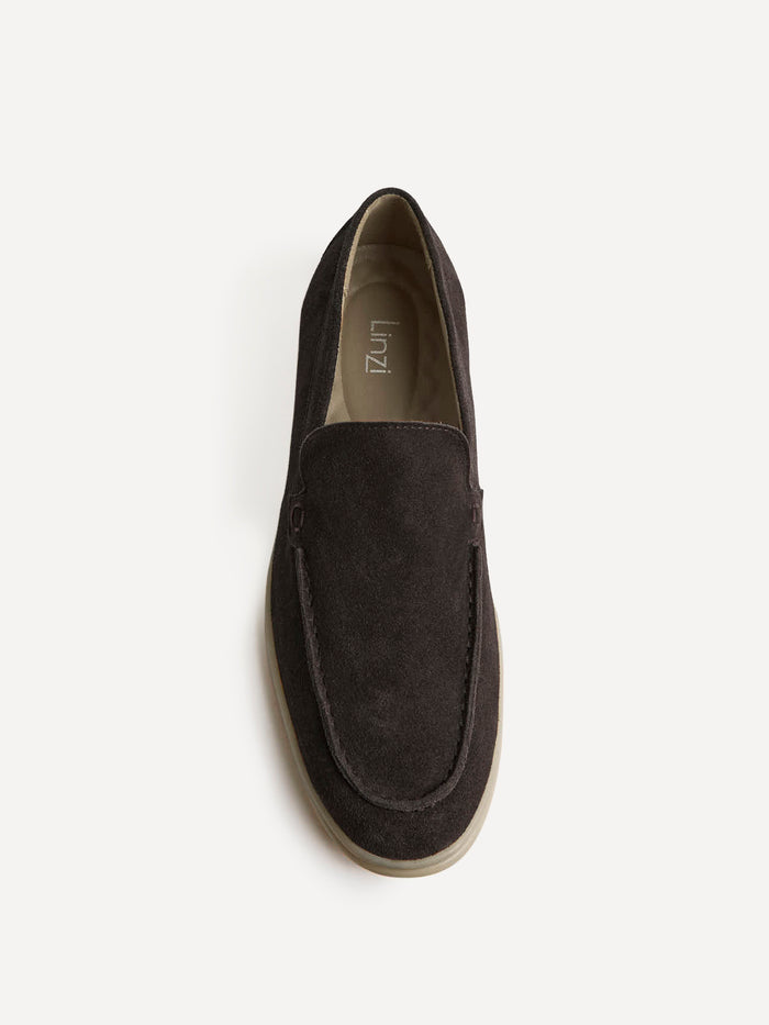 Rino Mens Brown Suede Leather Loafers