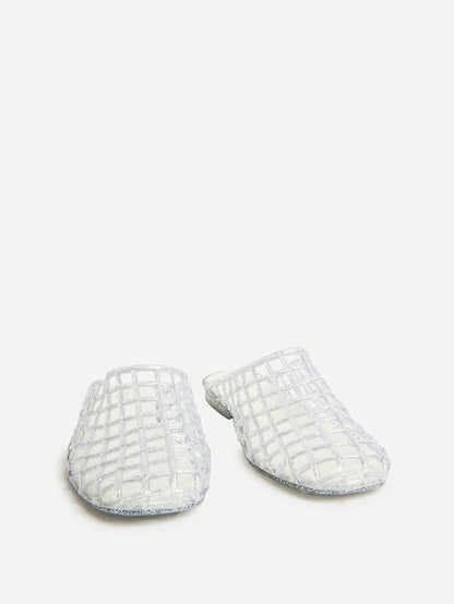 Ripple Silver Glitter Jelly Mules