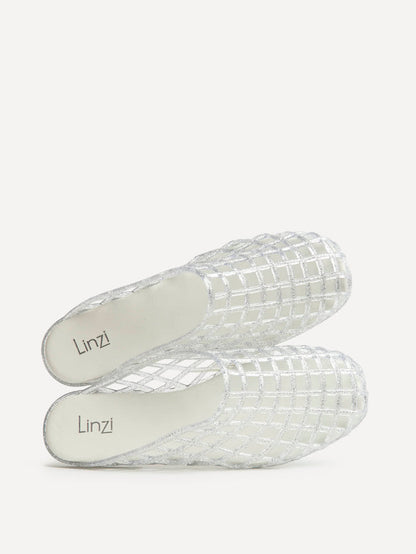 Ripple Silver Glitter Jelly Mules