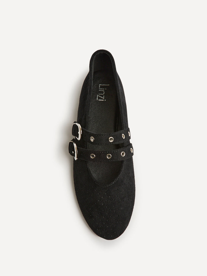 Rogue Black Ballet Flats With Eyelet Detail