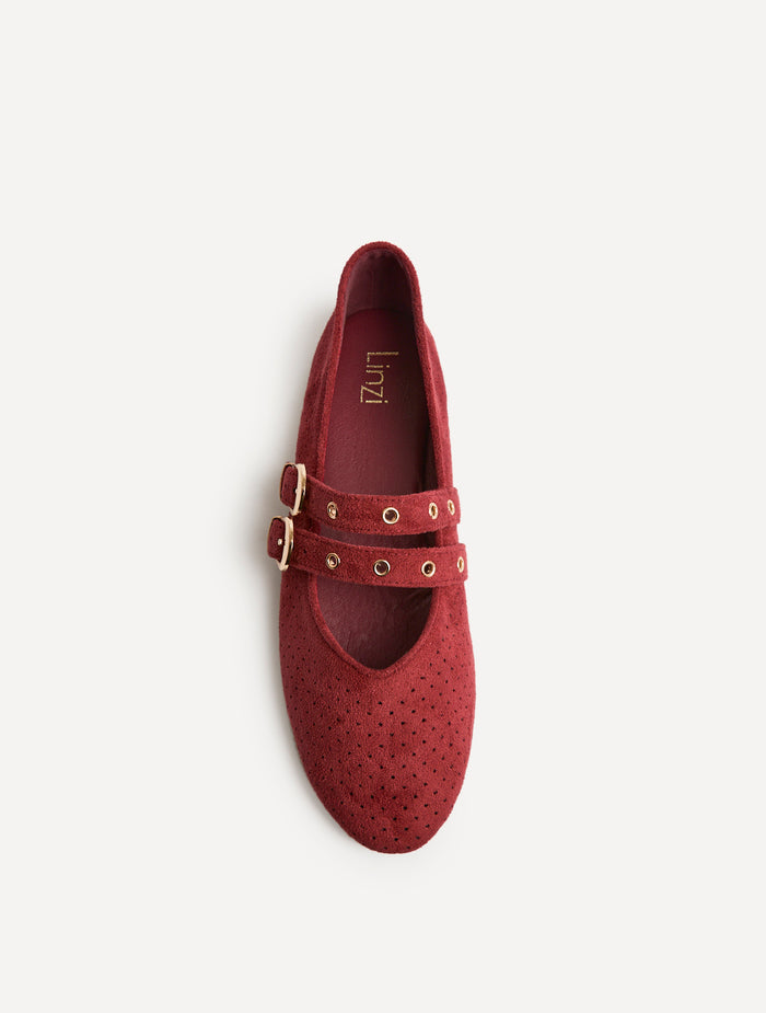 Rogue Red Ballet Flats With Eyelet Detail