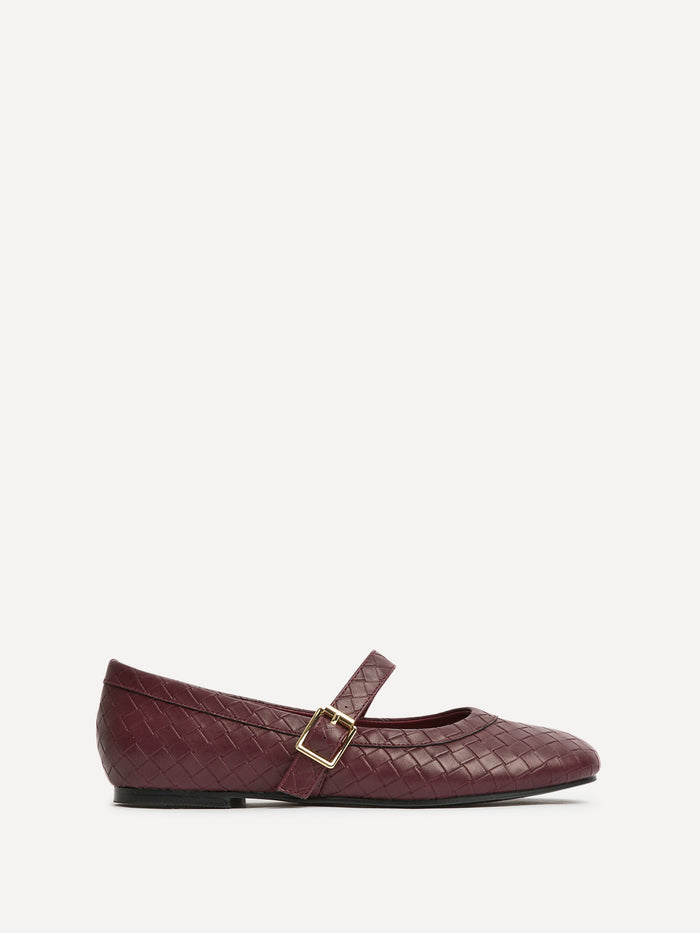 Routine Burgundy Woven Effect Ballet Flats