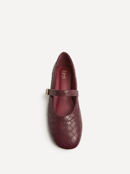 Routine Burgundy Woven Effect Ballet Flats
