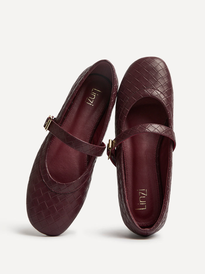 Routine Burgundy Woven Effect Ballet Flats