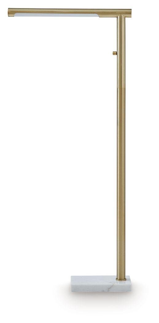 Santiford - Metal Floor Lamp - Gold Finish / White